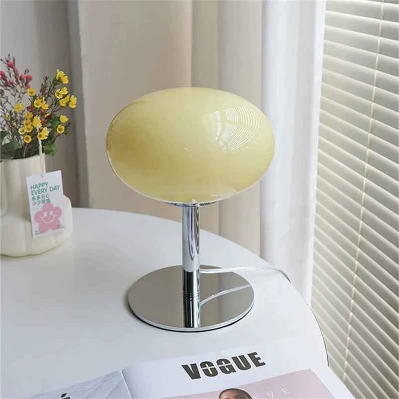 Retro Cremeglas Tischlampe Lollipop-Form für Wohnzimmer und Arbeitszimmer