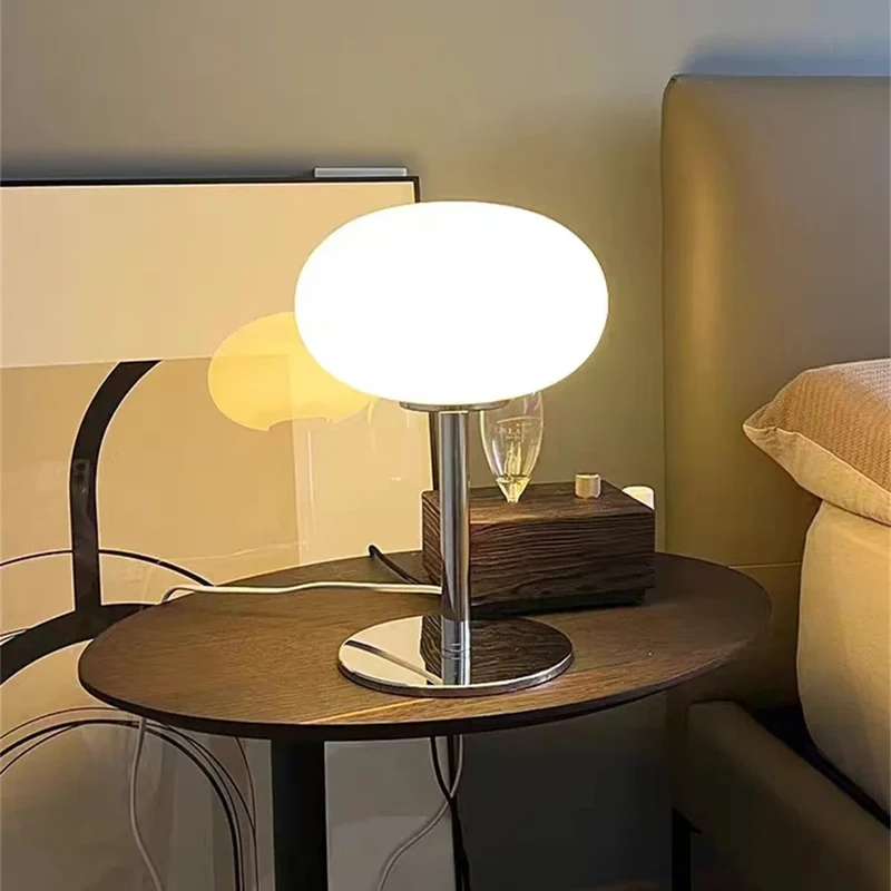 Retro Cremeglas Tischlampe Lollipop-Form für Wohnzimmer und Arbeitszimmer
