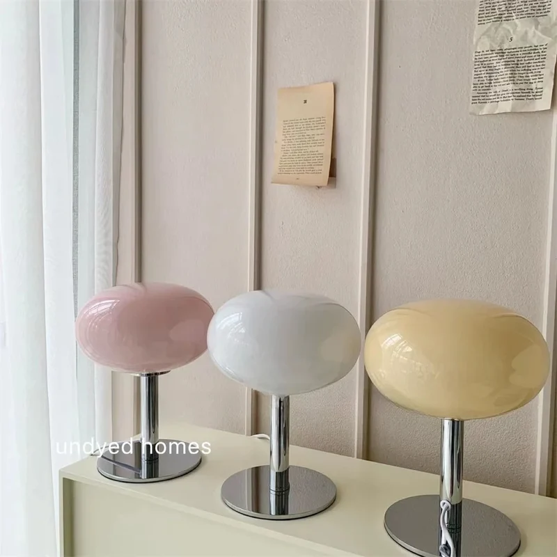 Retro Cremeglas Tischlampe Lollipop-Form für Wohnzimmer und Arbeitszimmer