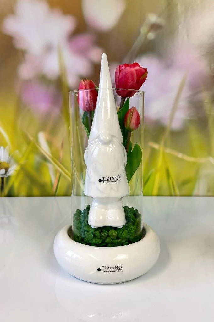 Dekoset Windlicht Venzia mit Zwerg Geraldo creme-weiß