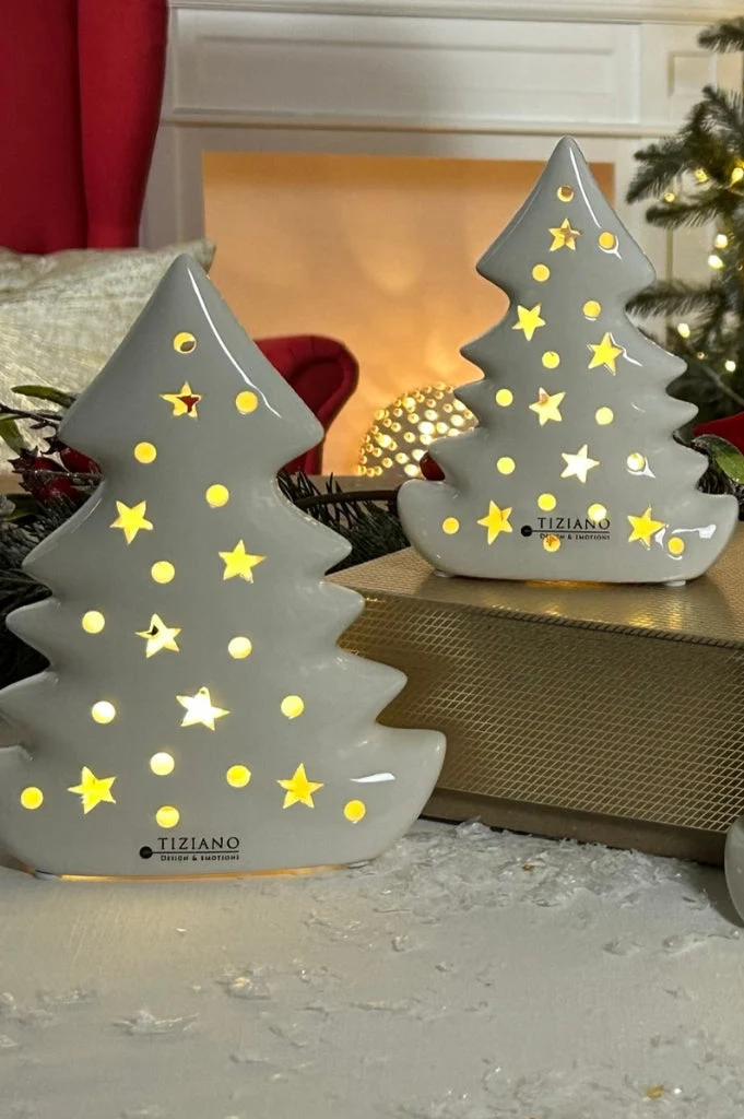 Dekobaum Alberi LED mit Sternen creme-weiß