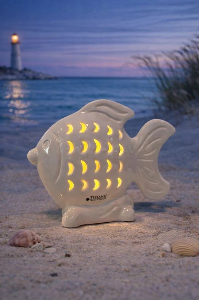 Deko Fisch Neon LED creme-weiß
