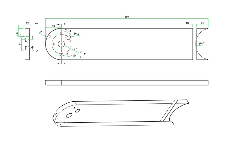 Langer Baldachin zur Leuchte "Bullet"