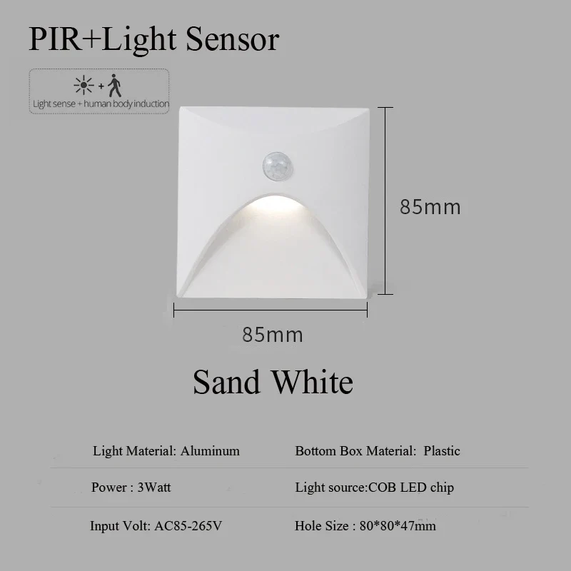 Moderne LED Einbau-Wandleuchte mit Bewegungsmelder für Treppenhaus und Flur