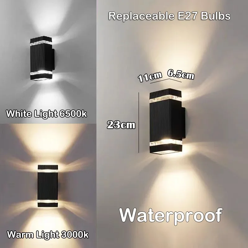 Moderne Up-Down LED Außenwandleuchte für Veranda und Gartenweg