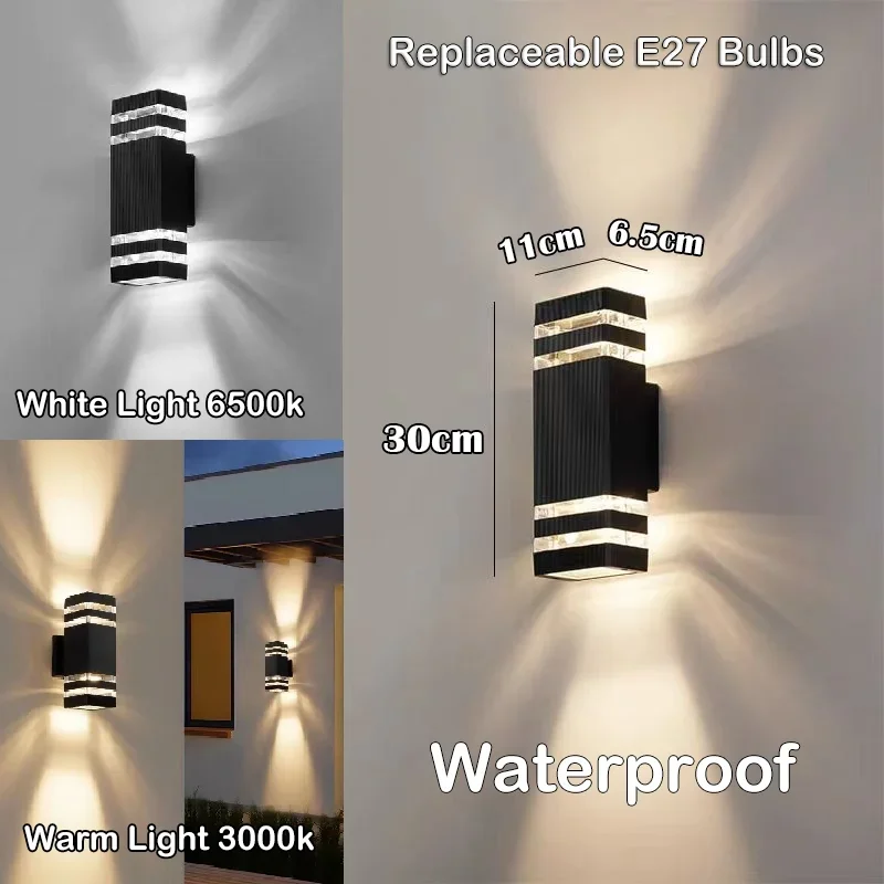 Moderne Up-Down LED Außenwandleuchte für Veranda und Gartenweg