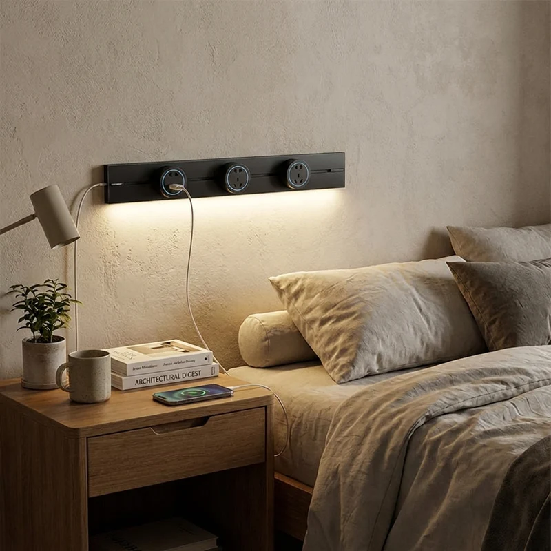 Modulare Wandmontage Schienenstromleiste mit USB-Ladeanschlüssen