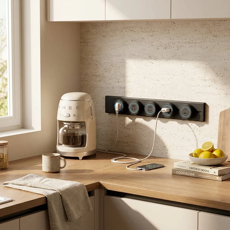 Modulares Wandmontage Steckdosen-Schienensystem für Küche und Büro