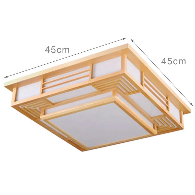 Japanische Minimalist Holz LED Deckenleuchte Warm für Wohnzimmer und Schlafzimmer