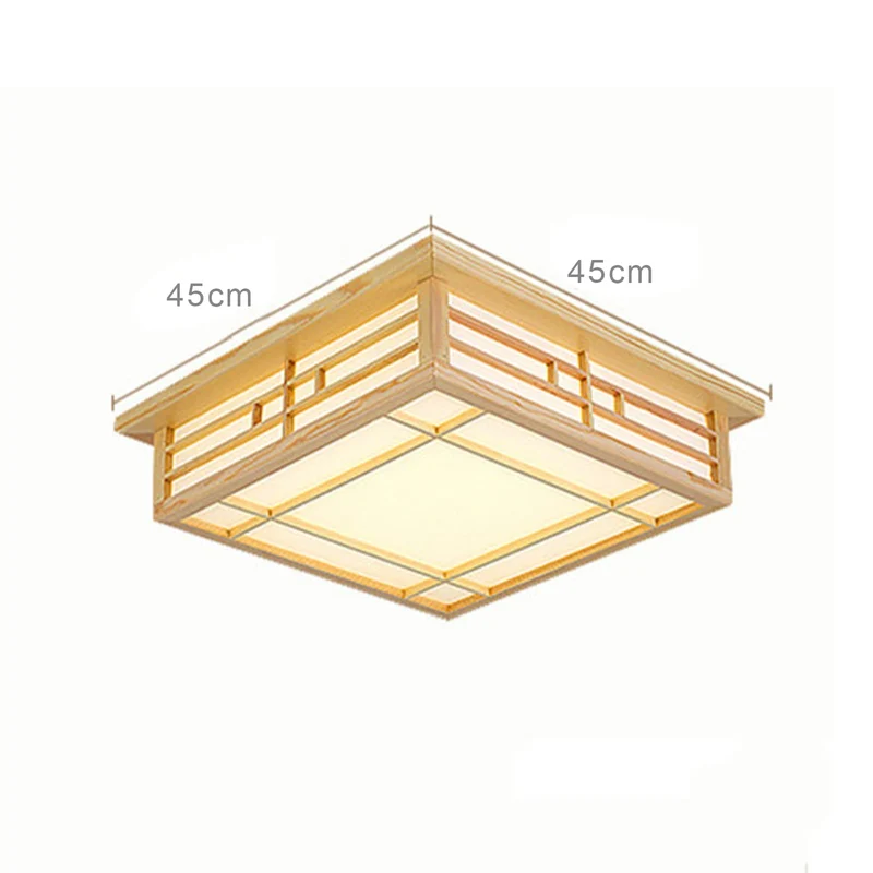 Japanische Minimalist Holz LED Deckenleuchte Warm für Wohnzimmer und Schlafzimmer