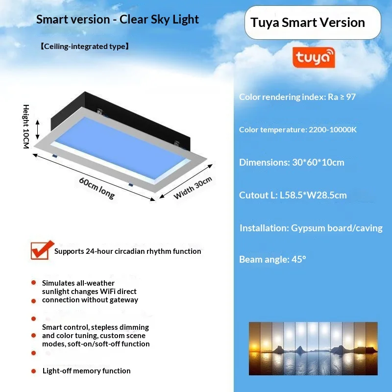 Intelligentes LED Himmellicht Panel Tageslicht Simulation für Küche und Bad