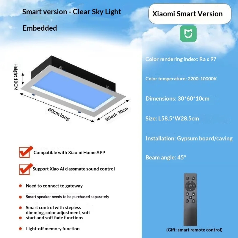 Intelligentes LED Himmellicht Panel Tageslicht Simulation für Küche und Bad