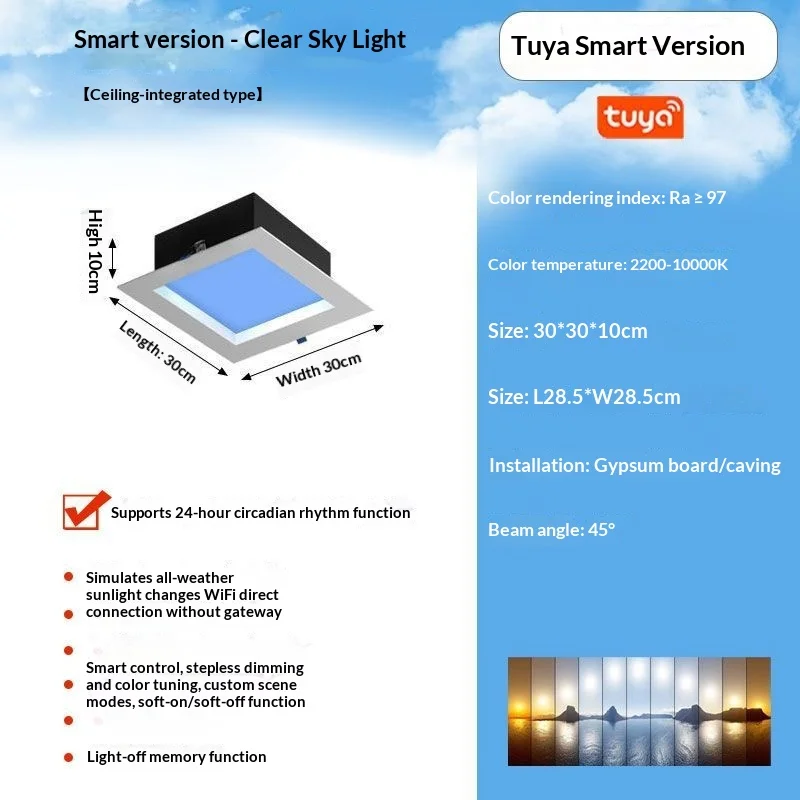 Intelligentes LED Himmellicht Panel Tageslicht Simulation für Küche und Bad
