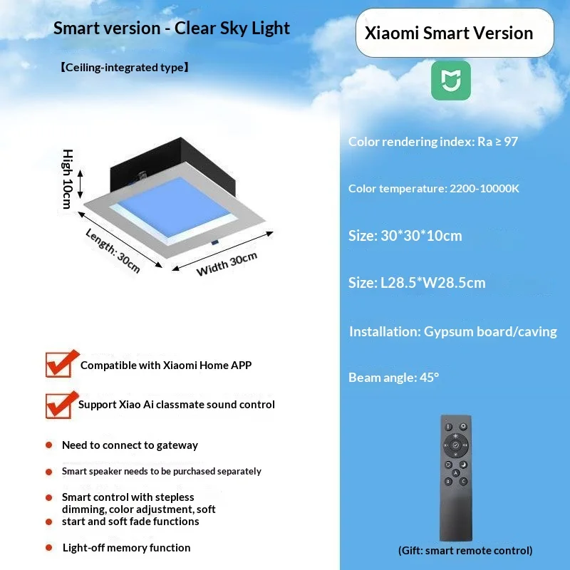 Intelligentes LED Himmellicht Panel Tageslicht Simulation für Küche und Bad