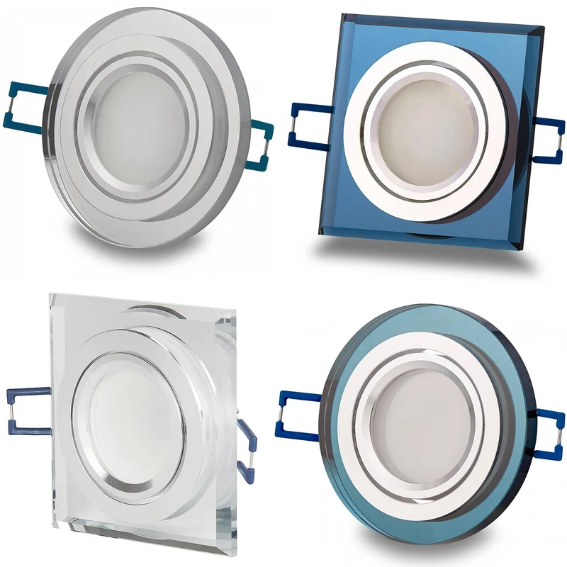 LED Einbaustrahler Glas 1-9W Deckenleuchte Leuchte 75-80mm flach Spot GU10 230V