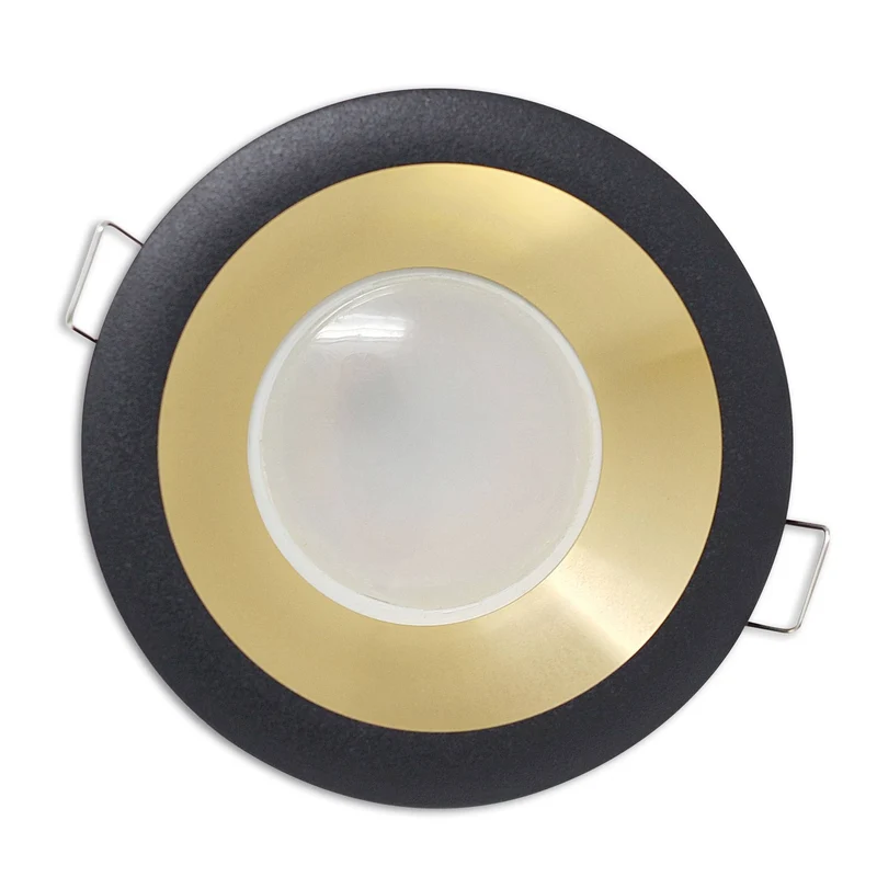 Einbau-Rahmen rund GU10 MR16 Gehäuse 75mm Einbauleuchte Spot gold LED Halogen