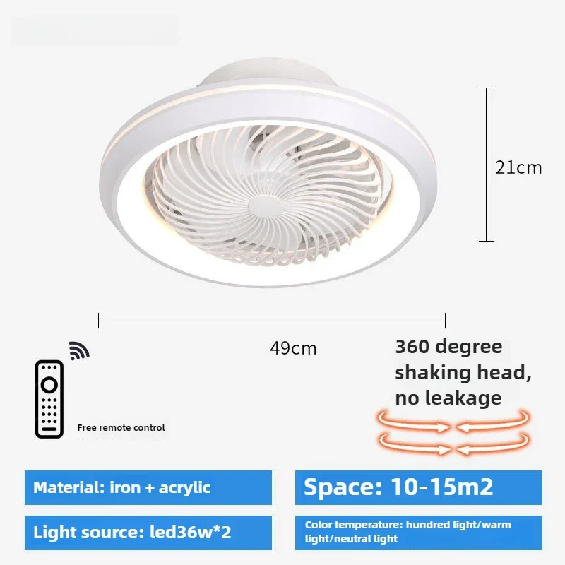 Moderner Geschlossener Deckenventilator mit Drehendem Kopf für Wohnzimmer und Esszimmer