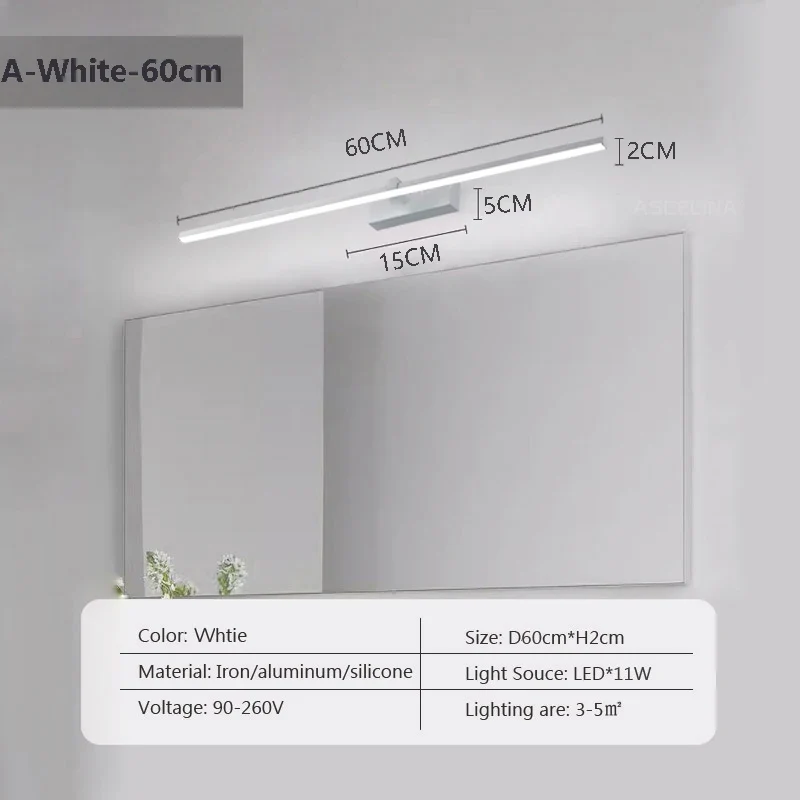 Moderne LED Wandstreifen Spiegelleuchte für Badezimmer und Schminktisch