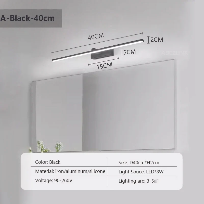 Moderne LED Wandstreifen Spiegelleuchte für Badezimmer und Schminktisch