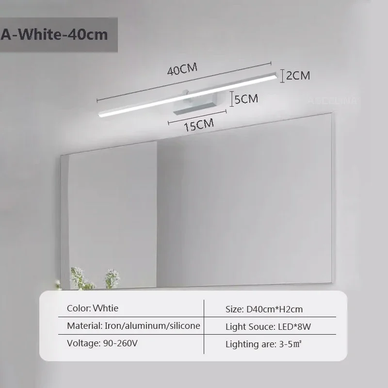 Moderne LED Wandstreifen Spiegelleuchte für Badezimmer und Schminktisch