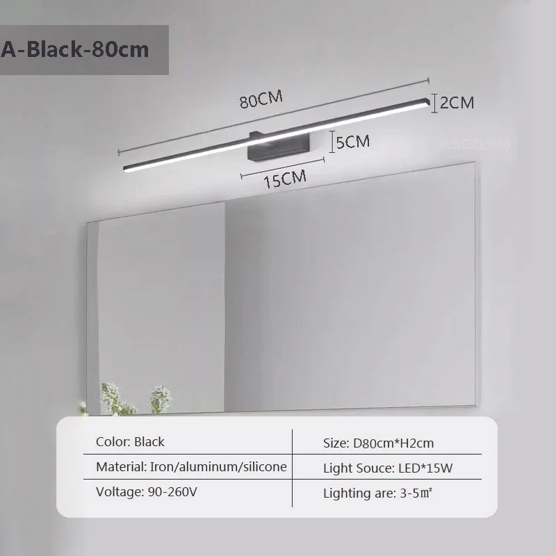 Moderne LED Wandstreifen Spiegelleuchte für Badezimmer und Schminktisch