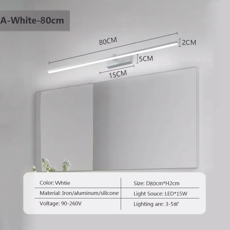 Moderne LED Wandstreifen Spiegelleuchte für Badezimmer und Schminktisch