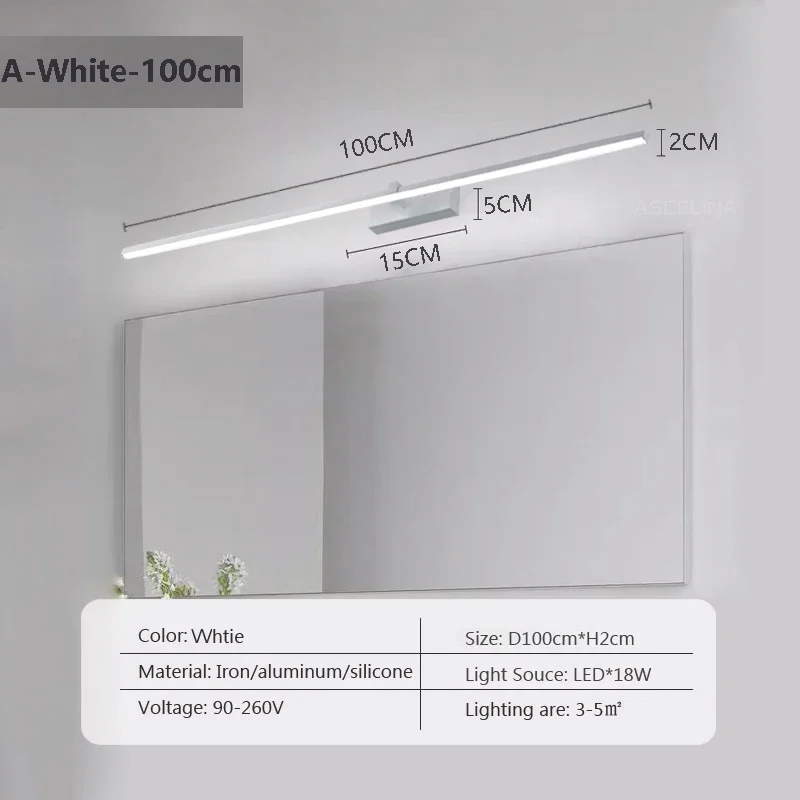 Moderne LED Wandstreifen Spiegelleuchte für Badezimmer und Schminktisch