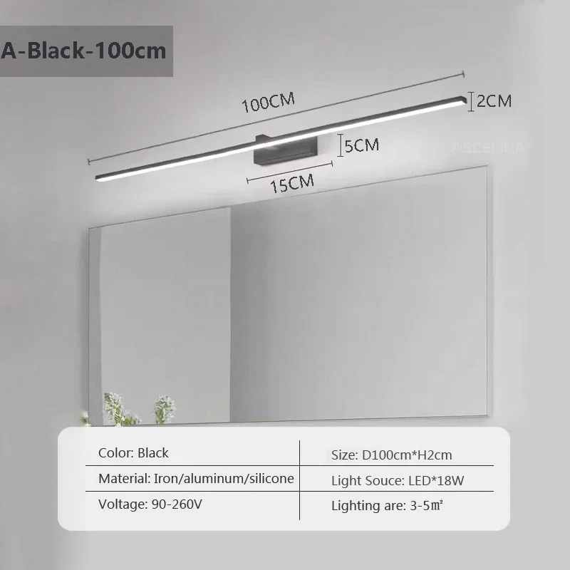 Moderne LED Wandstreifen Spiegelleuchte für Badezimmer und Schminktisch