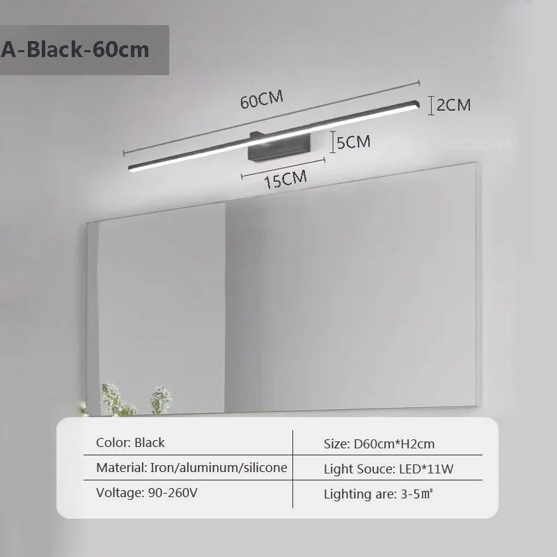 Moderne LED Wandstreifen Spiegelleuchte für Badezimmer und Schminktisch