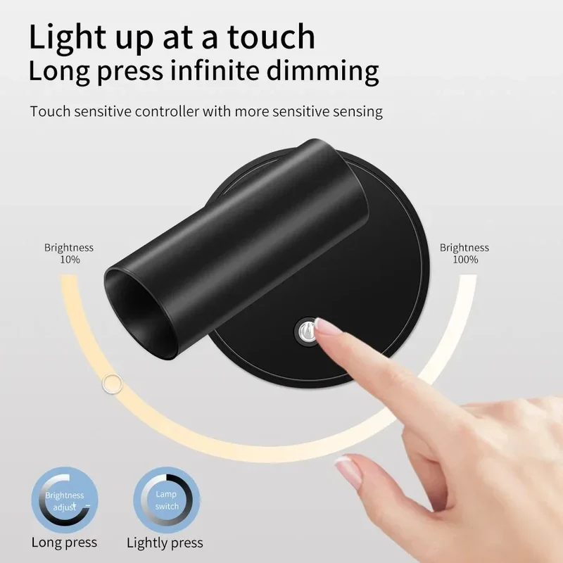Magnetischer LED Wandstrahler mit Touch-Dimmer für Schlafzimmer und Büro