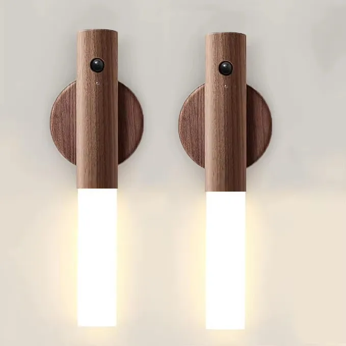 Magnetisches Holz LED Bewegungsmelder Nachtlicht USB für Flur und Treppe