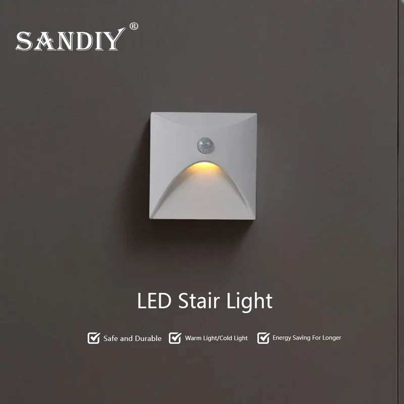Moderne LED Einbaustufenleuchte mit Bewegungsmelder für Treppe Innen und Außen