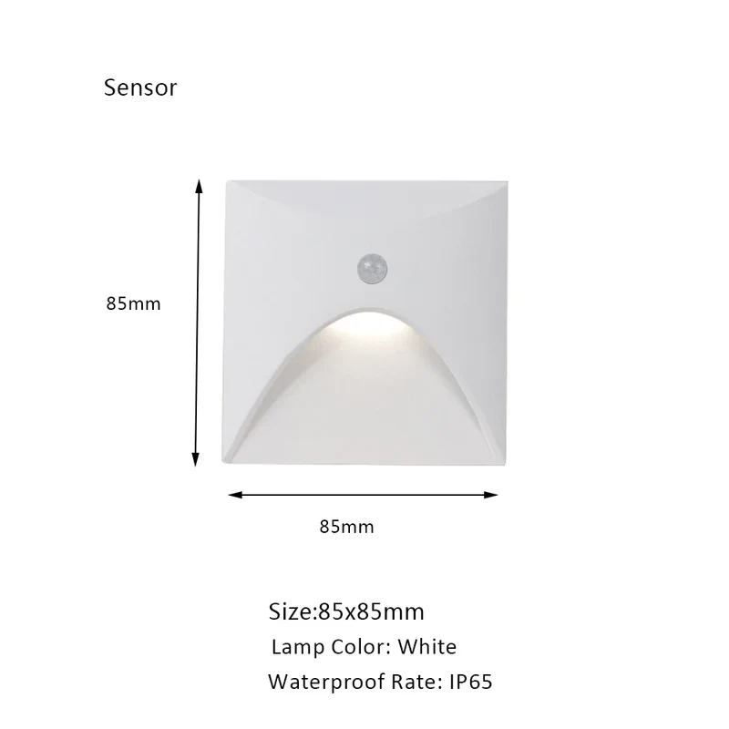 Moderne LED Einbaustufenleuchte mit Bewegungsmelder für Treppe Innen und Außen