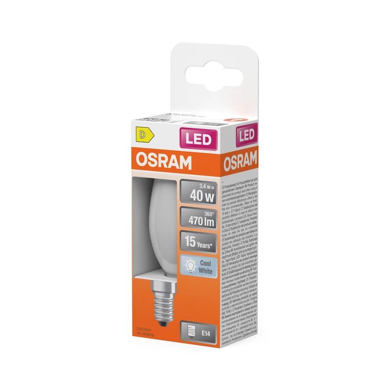 OSRAM Retrofit Classic B LED Lampe Kerzenform matt (ex 40W) 4W / 4000K Kaltweiß E14