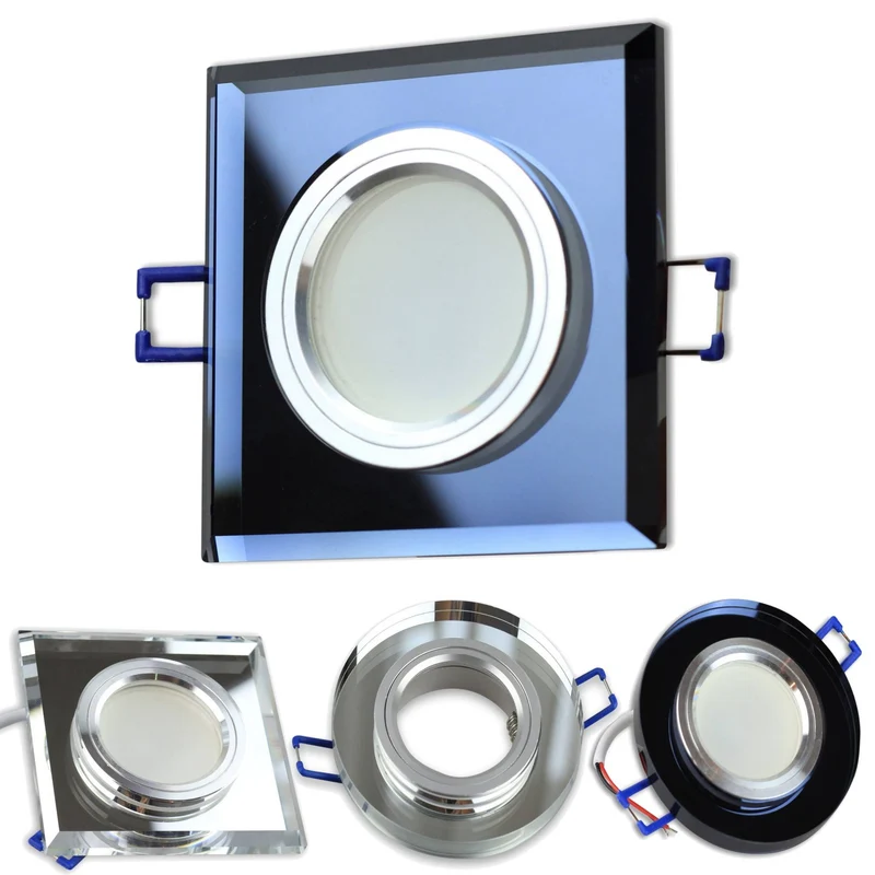 LED Einbaustrahler MR16 12 Volt 5-7W rund eckig Einbauspot Glas 75mm Bohrloch