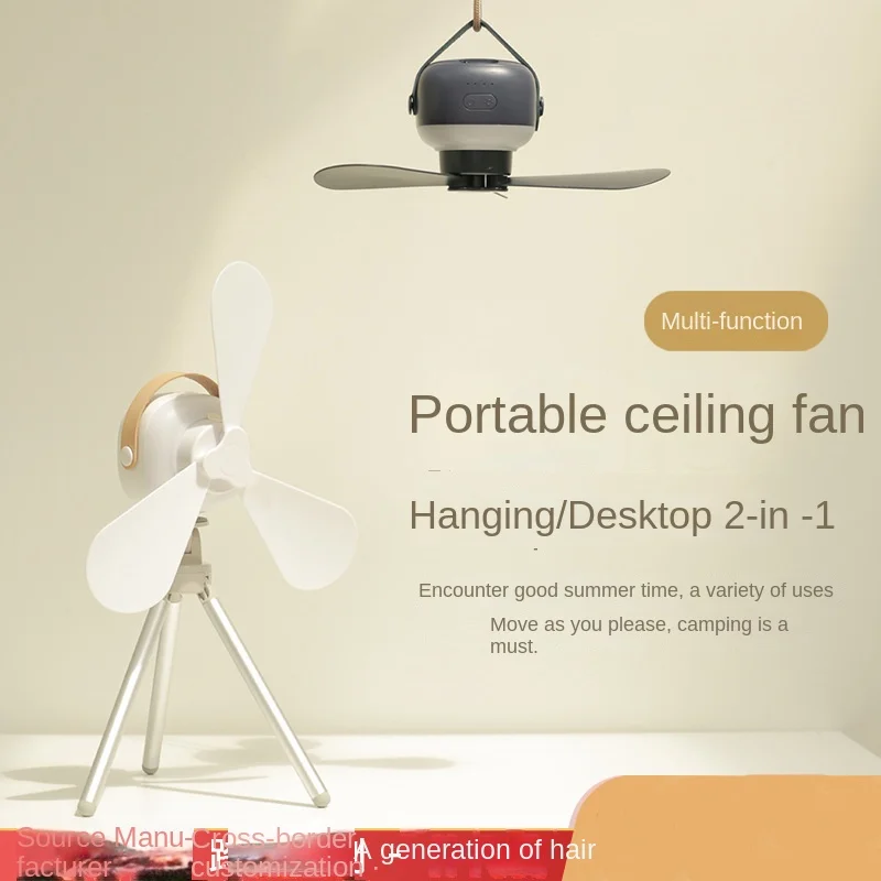 Portabler Kabelloser Deckenventilator mit Fernbedienung und Licht für Zuhause und Camping
