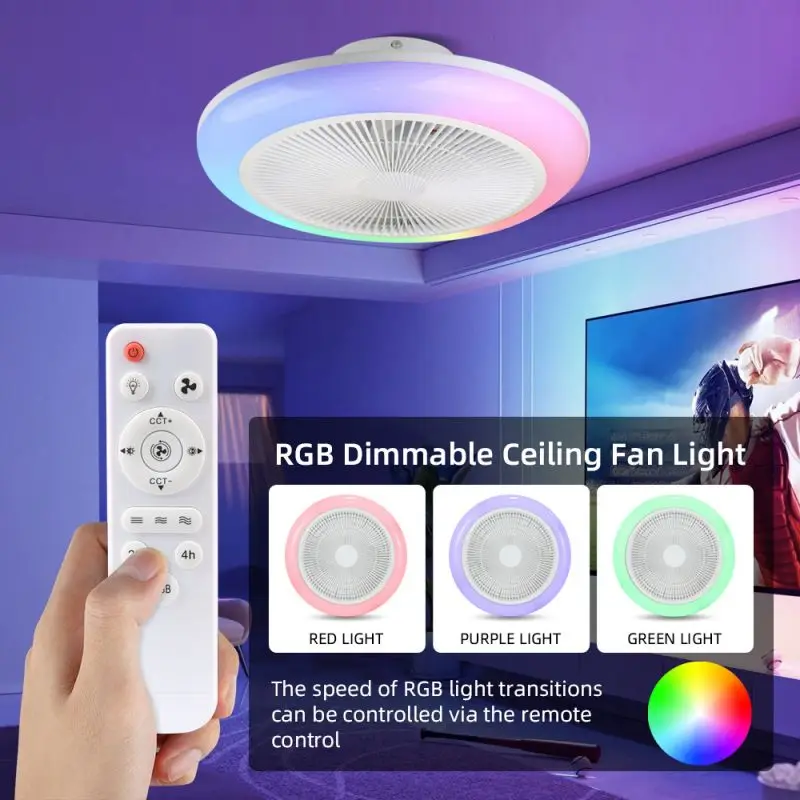 Moderner LED Deckenventilator mit Fernbedienung für Wohnzimmer Stimmungsvoll