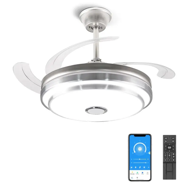 Moderner LED Deckenventilator mit Fernbedienung für Wohnzimmer Stimmungsvoll