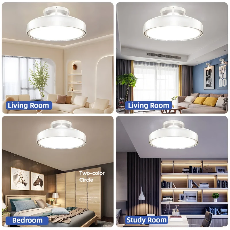 Moderner Klingenloser Deckenventilator mit Dimmbarem LED Licht und Fernbedienung Leise