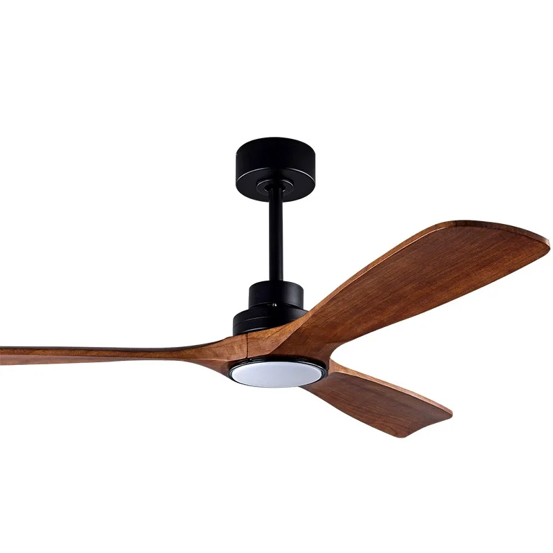 Moderner Holz Deckenventilator mit LED Licht und Fernbedienung für Wohnräume Natürlich
