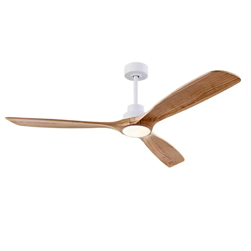 Moderner Holz Deckenventilator mit LED Licht und Fernbedienung für Wohnräume Natürlich
