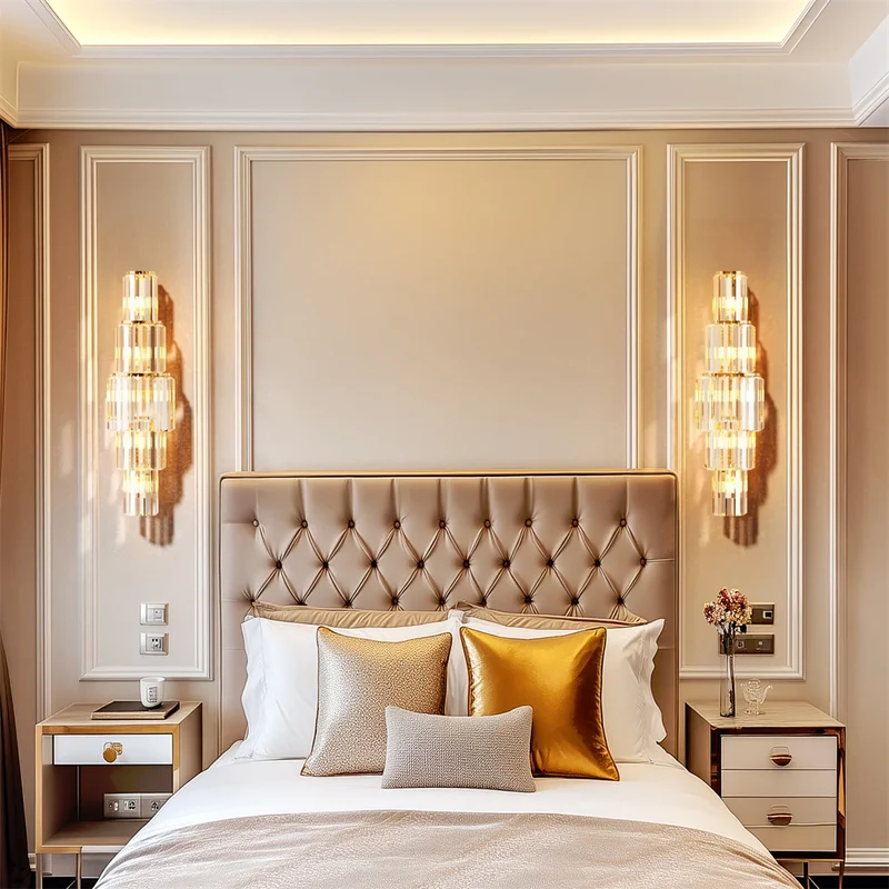 Moderne Drei-Ebenen Kristall Wandleuchte für elegante Wohnräume und Hotels