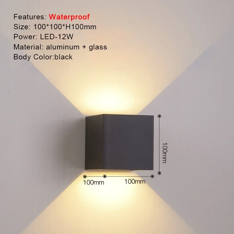 Moderne Aluminium LED Außenwandleuchte Wasserdicht für Garten Terrasse und Fassade