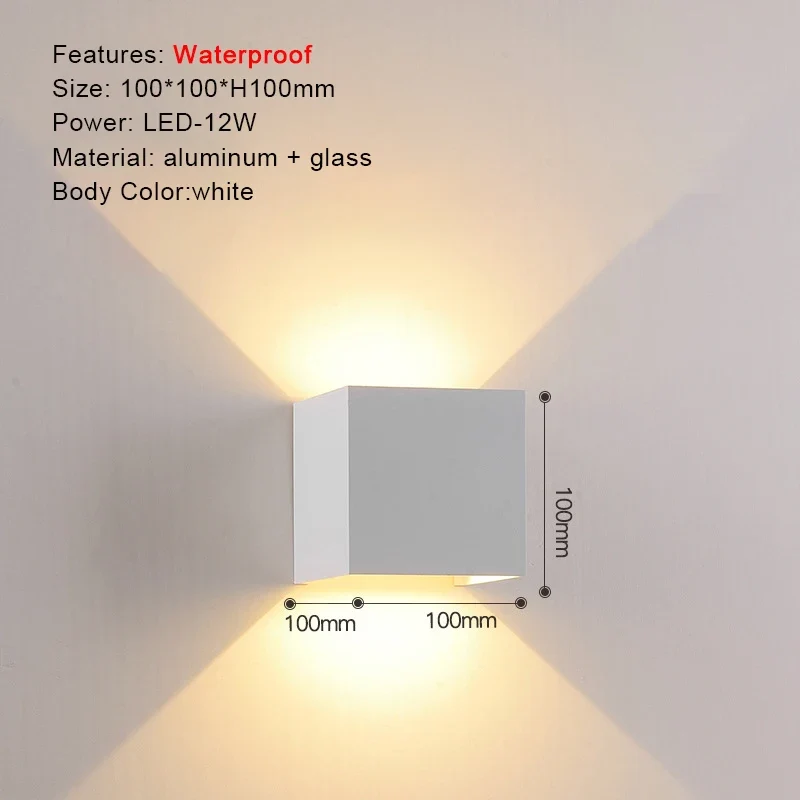 Moderne Aluminium LED Außenwandleuchte Wasserdicht für Garten Terrasse und Fassade