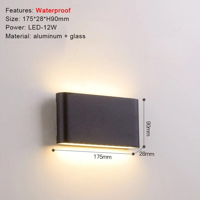 Moderne Aluminium LED Außenwandleuchte Wasserdicht für Garten Terrasse und Fassade