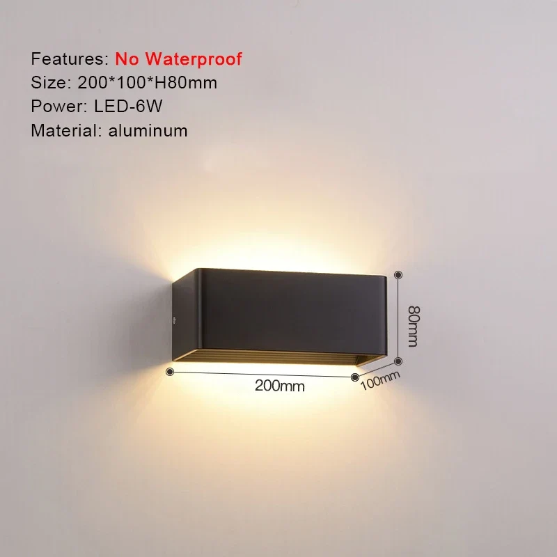 Moderne Aluminium LED Außenwandleuchte Wasserdicht für Garten Terrasse und Fassade