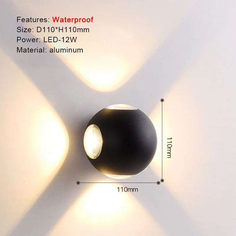 Moderne Aluminium LED Außenwandleuchte Wasserdicht für Garten Terrasse und Fassade