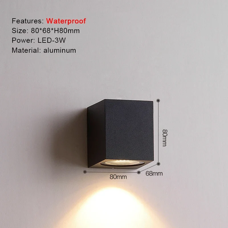 Moderne Aluminium LED Außenwandleuchte Wasserdicht für Garten Terrasse und Fassade
