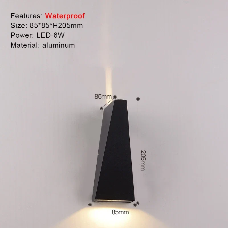 Moderne Aluminium LED Außenwandleuchte Wasserdicht für Garten Terrasse und Fassade