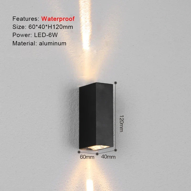 Moderne Aluminium LED Außenwandleuchte Wasserdicht für Garten Terrasse und Fassade